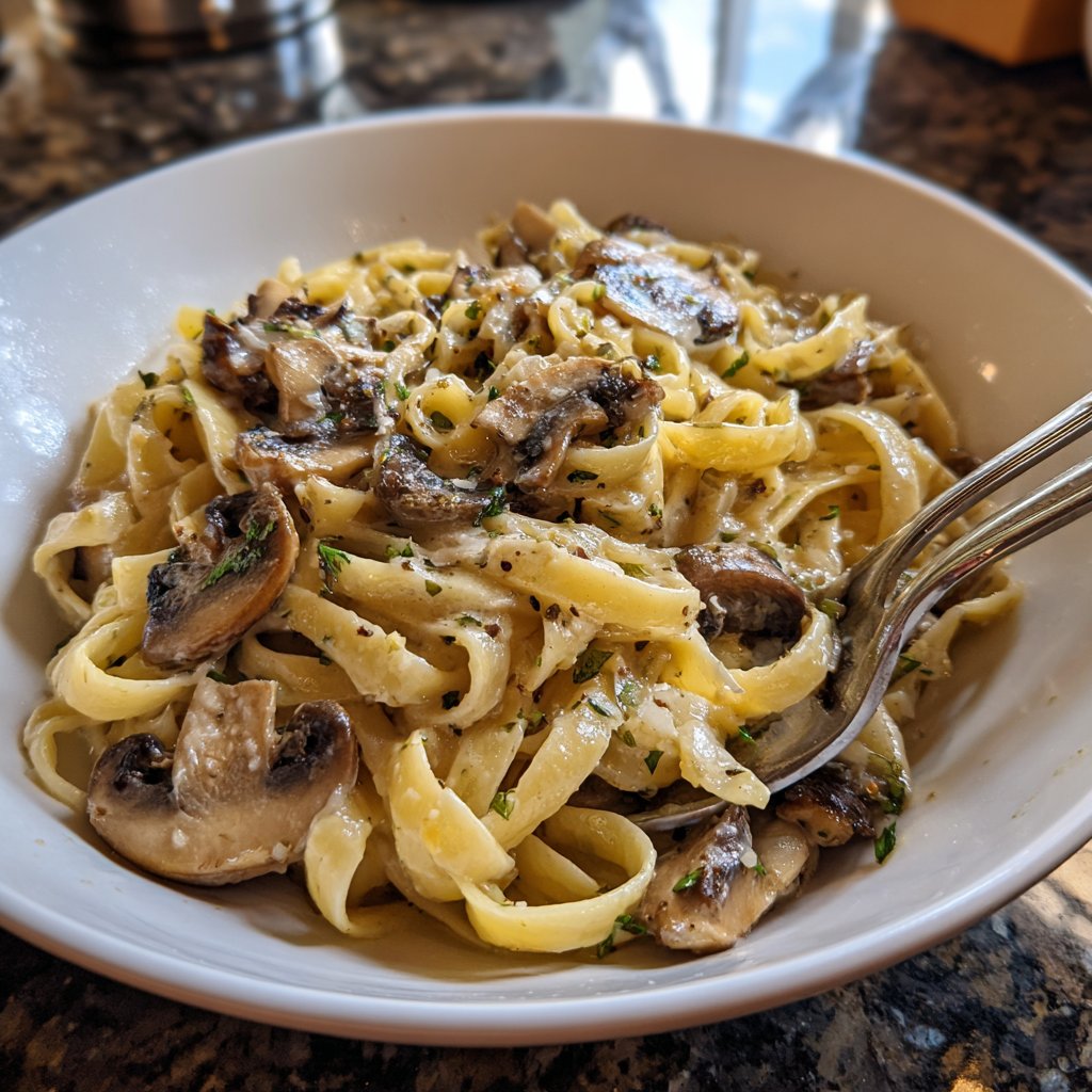 Valentine Dinner Creamy Mushroom Pasta