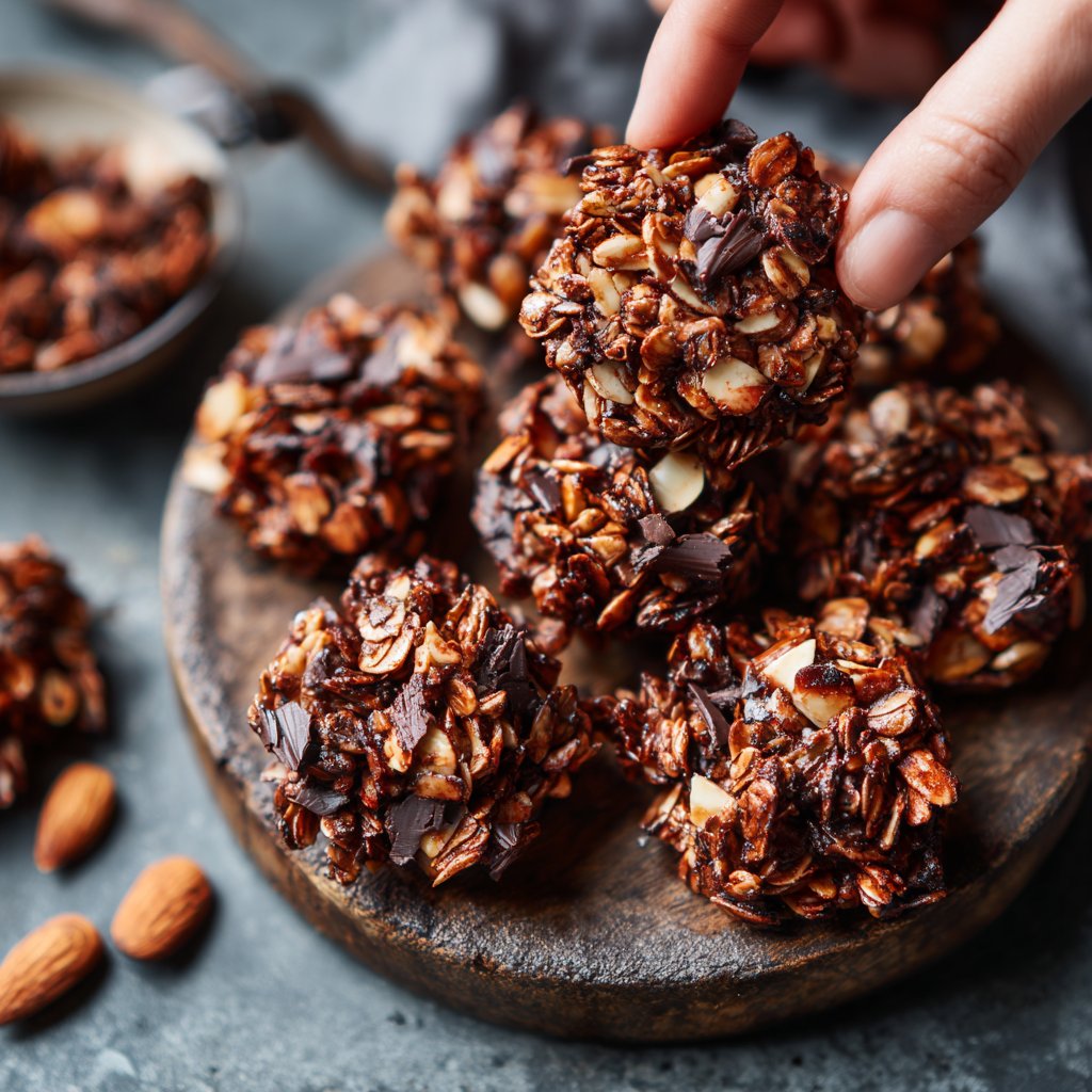 Chocolate Almond Coconut Granola Bites