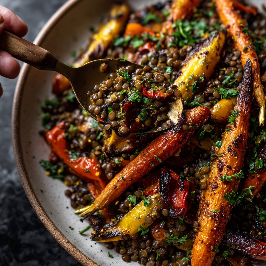 Roasted Veggie Lentil Skillet