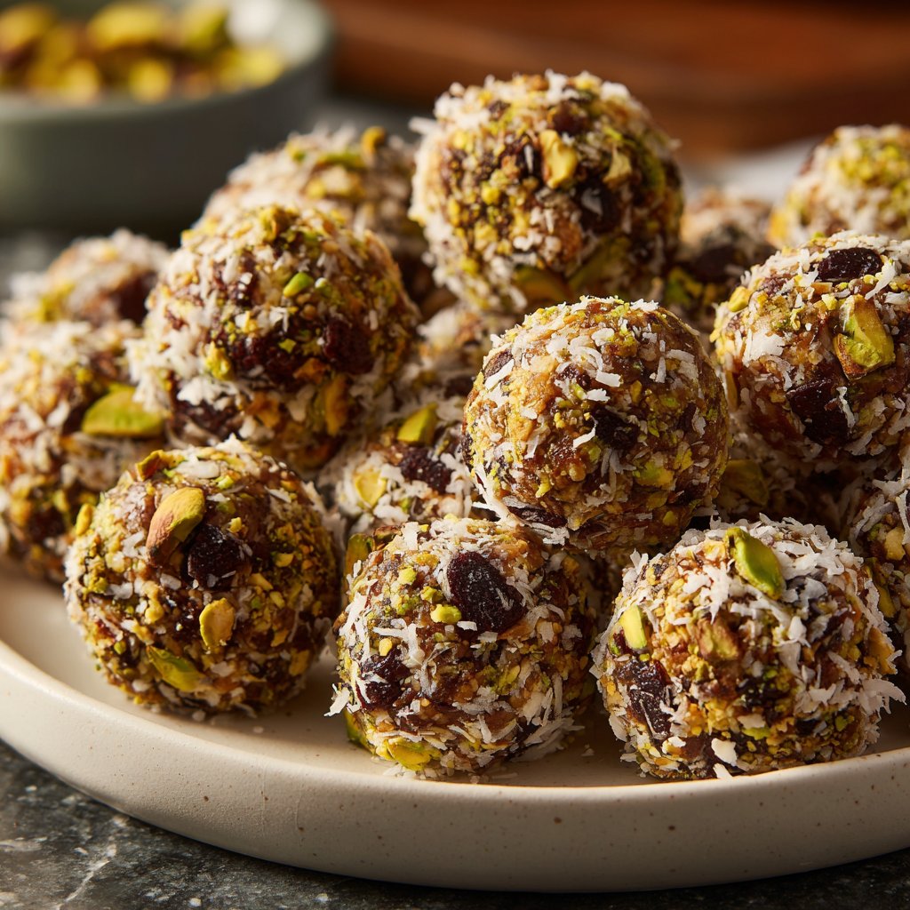 Chocolate Pistachio Coconut Bites
