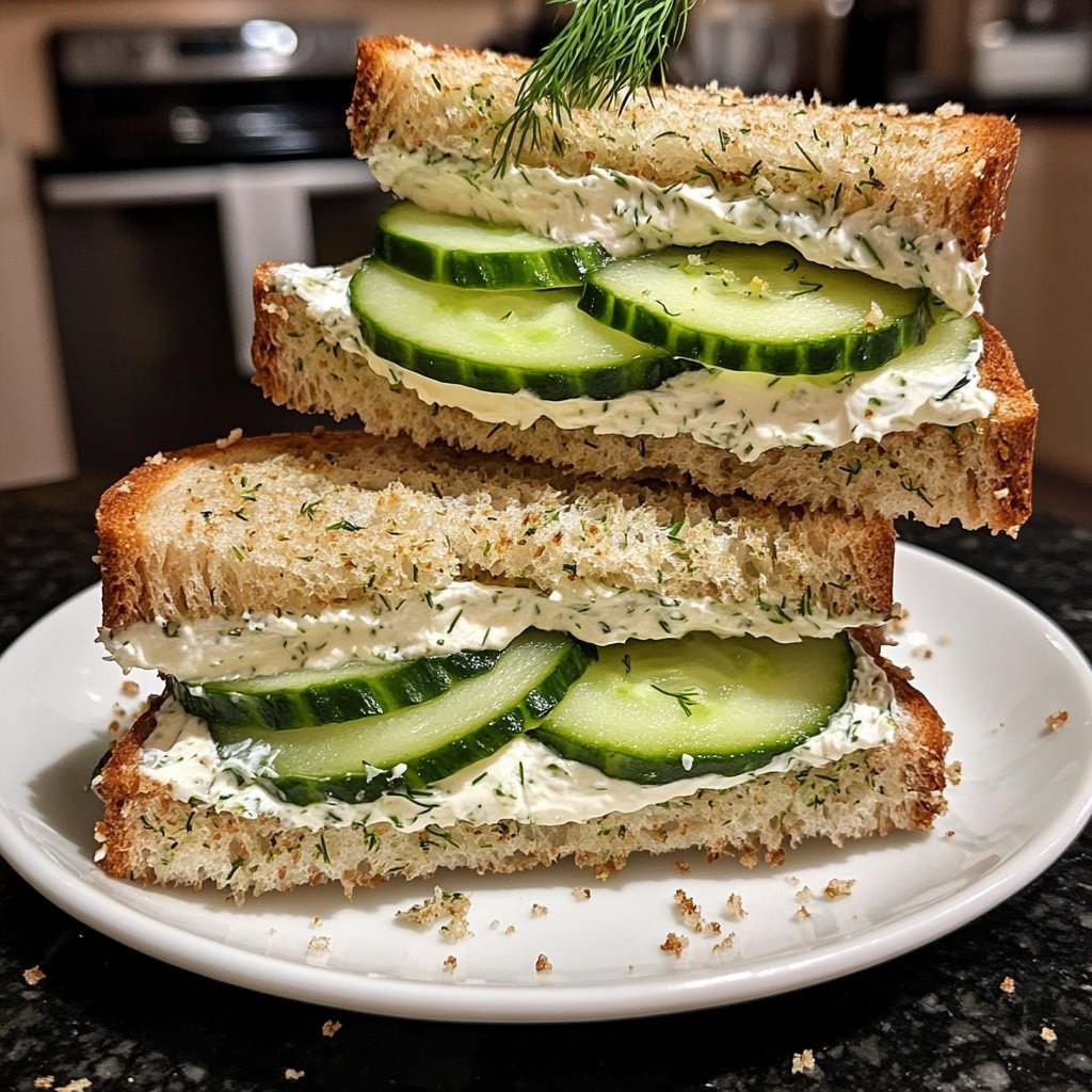 Light Cucumber Cream Cheese Sandwich Lunch