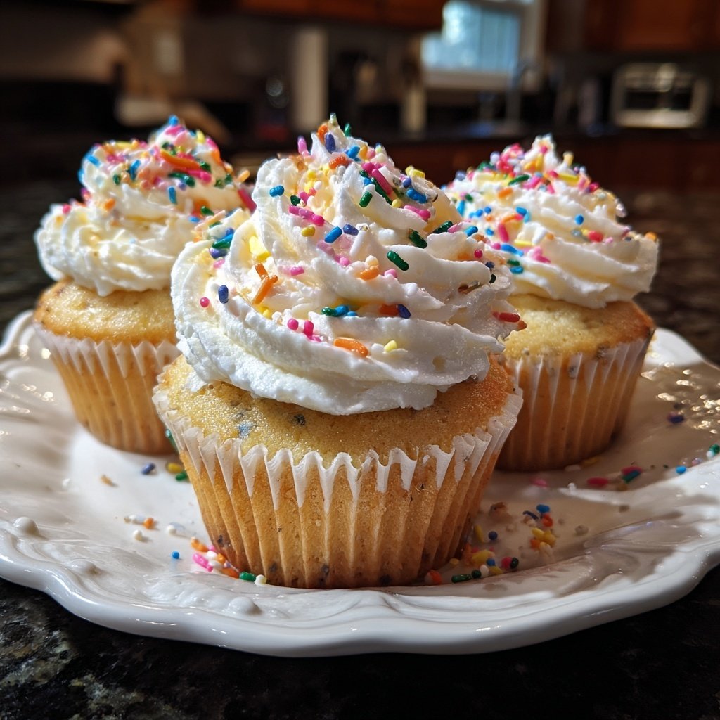 Classic Soft Vanilla Birthday Cupcakes