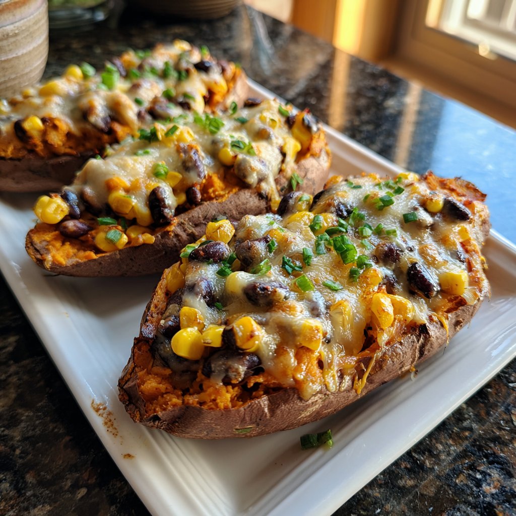 Baked Sweet Potato Veggie Boats