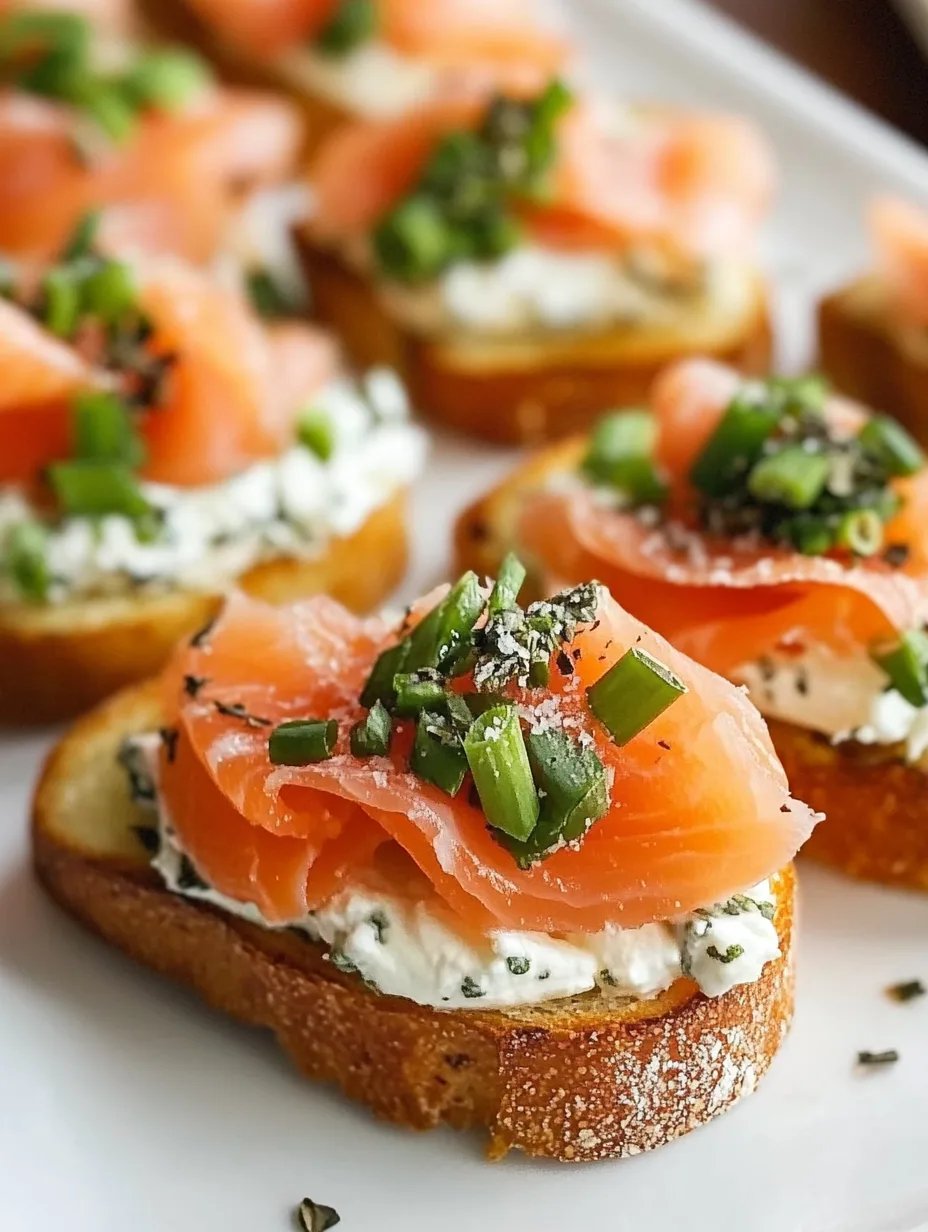 Smoked Salmon Crostini with Garlic Herb Cream Cheese
