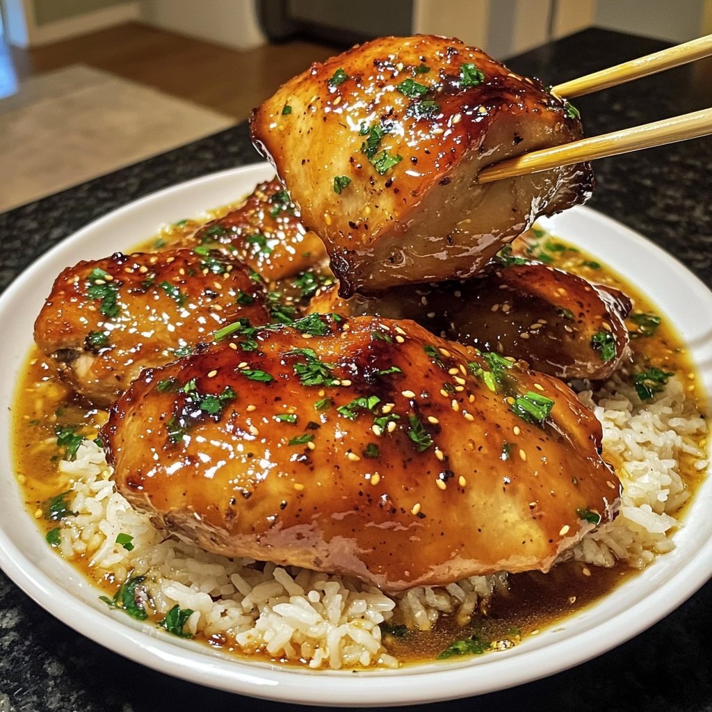 Caramelised Soy Chicken in Garlic Ginger Broth with Rice